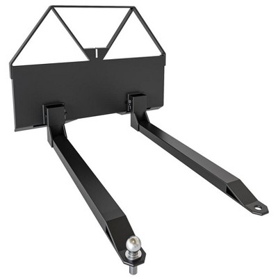 2600 lbs heavy-duty pallet forks with trailer hitch ball; Q235 steel for tractors and loaders, ideal for farms, warehouses, and construction sites.