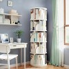 Yukimo 62"H Rotating Bookshelf - White Color MDF Round Spinning Book Tower, Space-Saving Display Shelf for Bedroom/Living Room/Office/Stud - 2 of 4