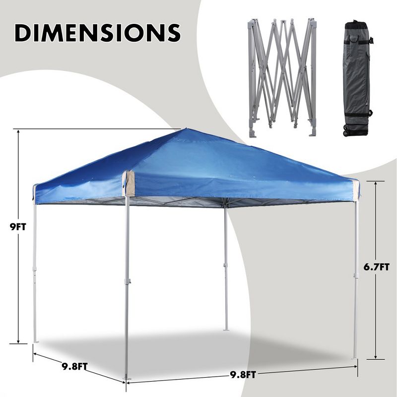 Aoodor 9.8'x9.8' Pop Up Canopy Tent with Roller Bag, Portable Instant Shade Canopy, 4 of 9