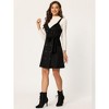 Allegra K Women's Faux Suede V Neck Button Down Belted Pinafore Overall Dress - 3 of 4