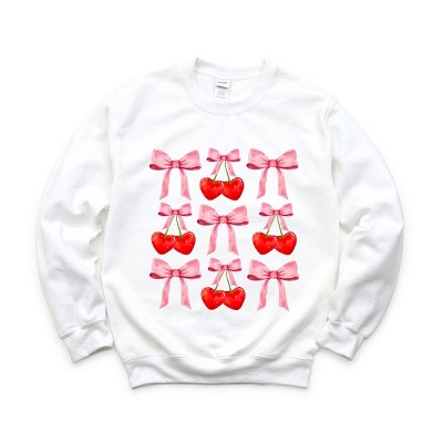 Simply Sage Market Women's Graphic Sweatshirt Cherry Coquette Bow Chart