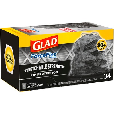 Glad ForceFlex Large Drawstring Black Trash Bags - 30 Gallon - 34ct