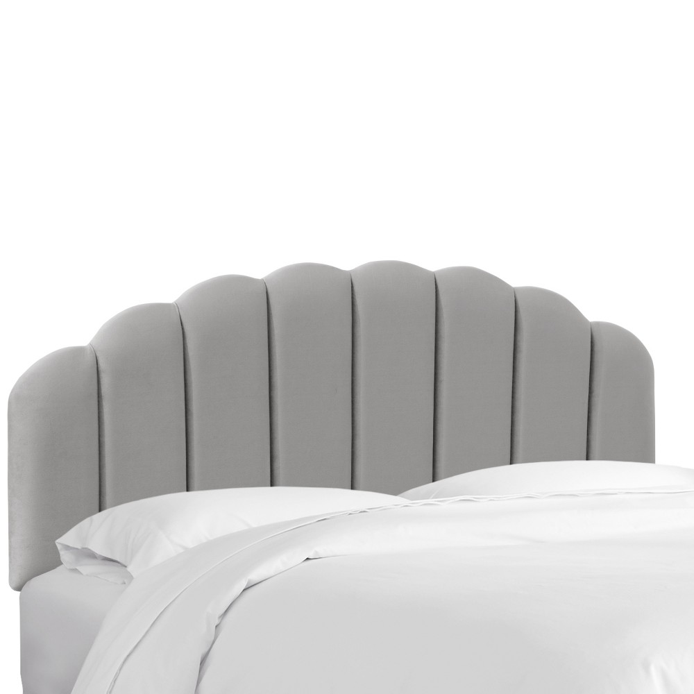 Photos - Bed Frame Skyline Furniture Full Shell Headboard Gray Velvet: Mid-Century Modern, Ad