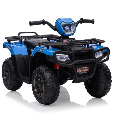 Kids Ride On ATV, 12V Electric Car for Kids, 4-Wheeler Quad Car Toy with Dual Speed Adjustment, Led Light, Music