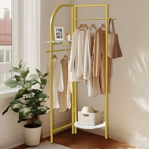 Artloge 68.9" Tall Corner Gold Metal Clothing Rack Freestanding Coat Rack Heavy Duty Clothes Rack Garment with Shelve & Hanging Rod for Home - 1 of 4