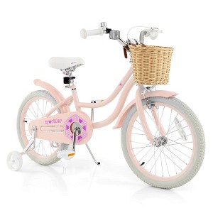 Prorider 18" Kid's Bike with Training Wheels Adjustable Handlebar Seat Handbrake Blue/Green/Pink - 1 of 4