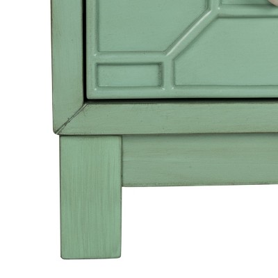 Transitional Turquoise Solid Rubberwood 3-Drawer Chest