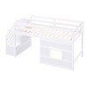 XIYUYEU Twin Size Loft Bed Wood Bed Frame with Storage Stairs, Guardrail and Window, White - 3 of 4