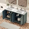 Christopher Knight Home Reese Vintage 60" Wood Double Bathroom Vanity with Ceramic Sink and Two Doors - 2 of 4