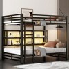 Queen Over Queen Metal Bunk Bed with Storage Cabinets and LED Lights - 2 of 4