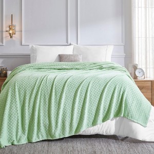 Plush Textured Quilted Diamond Fleece Blanket by Blue Nile Mills - 1 of 4