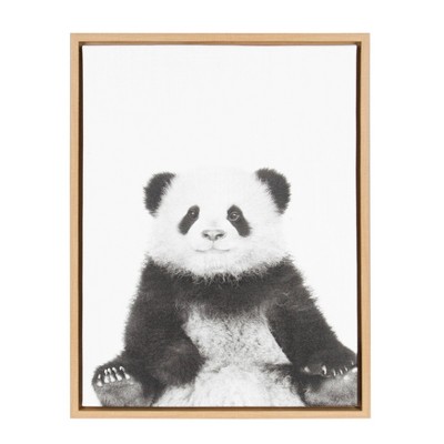 18" x 24" Sylvie Panda Framed Canvas by Simon Te Tai Natural - Kate and Laurel