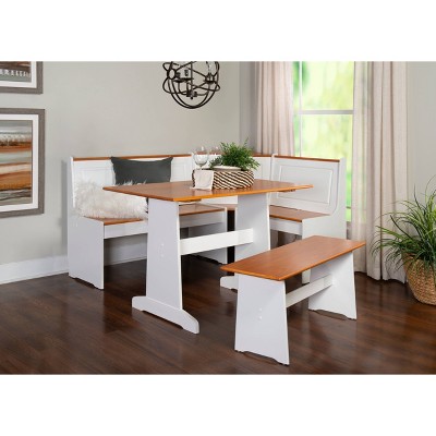 Ardmore White and Natural Finish Corner Nook Dining Set