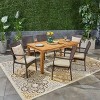 Davenport 7pc Acacia Wood & Wicker Patio Dining Set: Umbrella Hole, Iron Hardware - Christopher Knight Home - 2 of 4