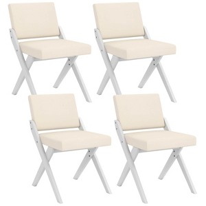 Costway Wooden Dining Chairs of 2/4 with Rubber Wood Frame Padded Cushions Curved Back - 1 of 4