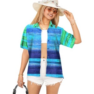 HAPPY BAY Women's Short Sleeve Blouse Shirt Hawaiian Shirts for Women - 1 of 4