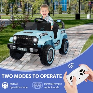 12V Kids Ride on Truck Car, w/Parent Remote Control, Twin 35w Motors, 3 Speeds, LED Lights, Music & Horn, Spring Suspension - 1 of 4