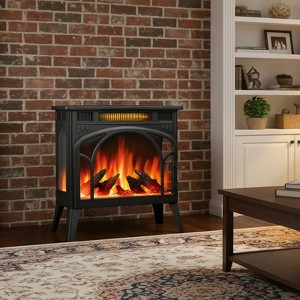 Bestier Electric Fireplace Heater, 23in Freestanding Fireplace Stove with Realistic Flame Effect, Remote & Overheat Protection, Black - 1 of 4