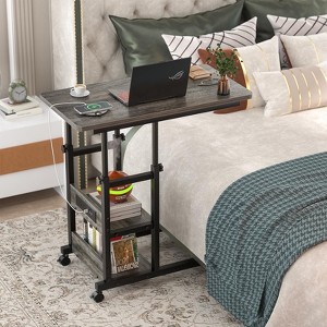 Aheaplus Height Adjustable C Table with USB Port and Wheels - 1 of 4