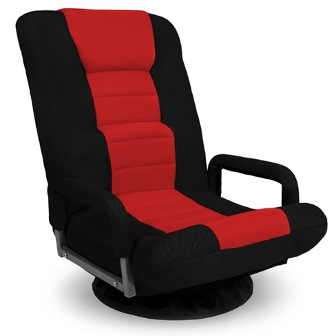 Best Choice Products 360 Degree Swivel Gaming Floor Chair w Armrest Handles Foldable Adjustable Back Black Red