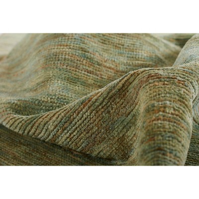 Etra Green Hand-Knotted Wool and Cotton Area Rug