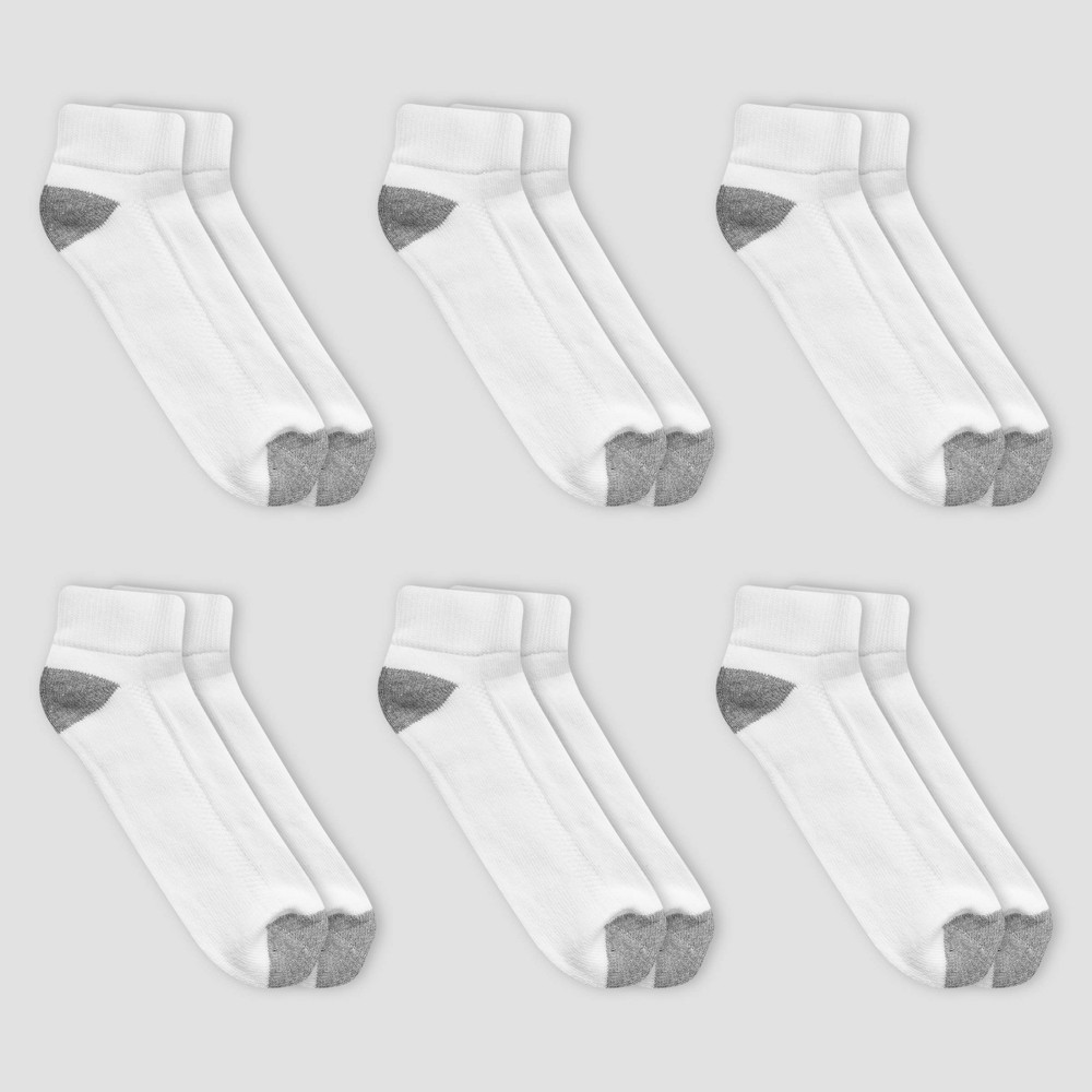 Men's Fruit of the Loom Breathable 6pk Ankle Socks - White 6-12