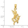 Black Bow Jewelry 14k Yellow Gold 2D Hummingbird with Flower Pendant, 13mm (1/2 inch) - 4 of 4