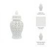 Traditional Ceramic Decorative Jar with Cut-Out Design for Home, Office, Bedroom, or Living Room Decor - 24" White - 3 of 4
