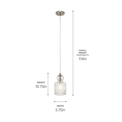 Riviera 5.75" Mini Pendant Light in Brushed Nickel with Clear Glass