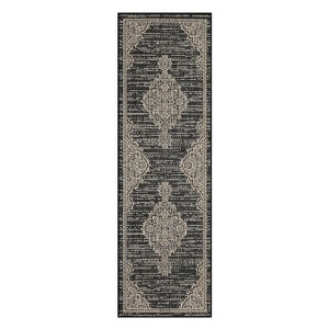 Vintage Rug Soft  Non Slip Carpet Low Pile Stain Resistant Floor Cover Oriental Accent  Rug for Living Room Bedroom Nursery,Black/2'3"x7'3" - 1 of 4
