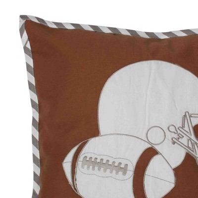 Brown and Grey Embroidered Football Kids Throw Pillow