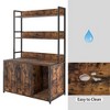 Cat Litter Box Enclosure Furniture, Hidden Litter Box with Scratch Pad Wooden Cat Washroom Storage with 2 Doors and Shelf Cat Cabinet-Brown - 4 of 4
