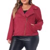 Agnes Orinda Women's Plus Size Faux Suede Lapel Collar Long Sleeve Zipper Moto Jacket - 2 of 4
