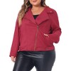 Agnes Orinda Women's Plus Size Faux Suede Lapel Collar Long Sleeve Zipper Moto Jacket - image 2 of 4