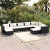vidaXL 9-Piece Outdoor Garden Lounge Set with Cushions - Modular Poly Rattan Furniture - Weather-Resistant and Easy to Clean - Black and Cream - 2 of 4