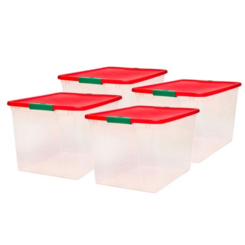 Homz 64qt Stackable Plastic Storage Bin Container Box w/Latch Lid, Clear(2 Pack)