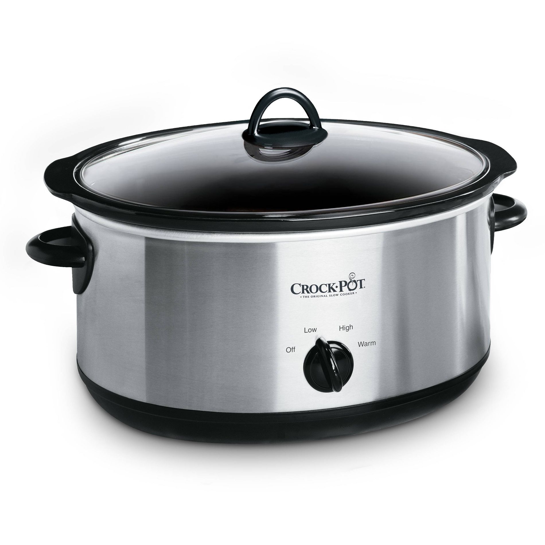 Crock-Pot 7qt Manual Slow Cooker Stainless Steel: Original Slow Cooker, Removable Stoneware, Stay-Cool Handles, 270W