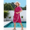LA LEELA Women's House Daily Routine Evening Wear Holiday Casual Solid Casual Relaxed Caftan Mini Cover Up Evening Dresses for Women 2X-3X Pink, Solid - 3 of 4