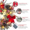 24" Pre-Lit Christmas Wreath for Front Door, Artificial Christmas Wreath with 30 LED, Xmas Wreath for Door Window Indoor Outside Xmas Home Decor, Red - 4 of 4