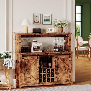 55 in Coffee Bar Cabinet with Power Outlet, LED Light, MDF for Living Room - 1 of 4