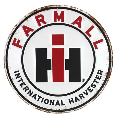 International Harvester Farmall Sign, 12in Round, Embossed BAR2444