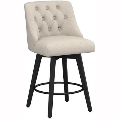 Cesicia Counter Height Swivel Bar Stools, 26" Linen Upholstered with Footrest, Dark Grey