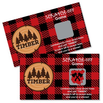 Big Dot of Happiness Lumberjack - Channel the Flannel - Buffalo Plaid Party Game Scratch Off Cards - 22 Count