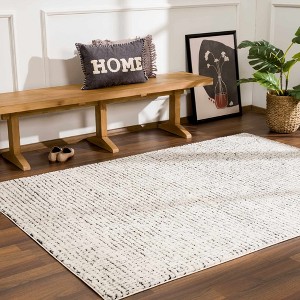 Hauteloom Keita Cream & Black Grid Plush Rug - 1 of 4