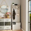 Resenkos Narrow Hall Tree - Rustic Entryway Shoe Storage Bench, Coat Rack & Storage Shelves, for Hallway/Mudroom, White Wood Grain - 2 of 4