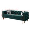 84" Chesterfield Velvet Sofa with Gold Metal Arms - 3 of 4