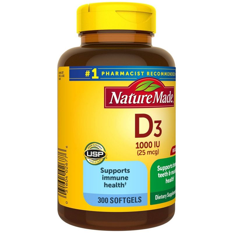 Nature Made Vitamin D3 1000 IU (25 mcg), Bone Health and Immune Support Softgel , 6 of 11