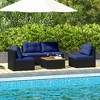 Tangkula 5 Piece Outdoor Furniture Set w/ Seat & Back Cushions Acacia Wood Tabletop - 2 of 4