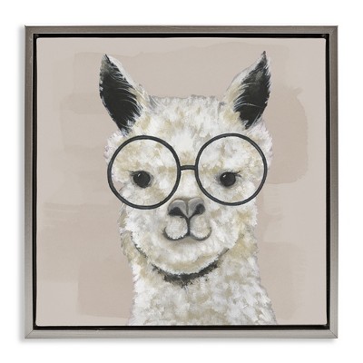 Stupell Industries Happy Alpaca Glasses Portrait, 18" x 18"