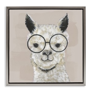 Stupell Industries Happy Alpaca Glasses Portrait, 18" x 18" - 1 of 4